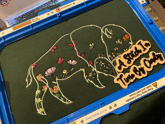 Embroidered floral buffalo crewneck