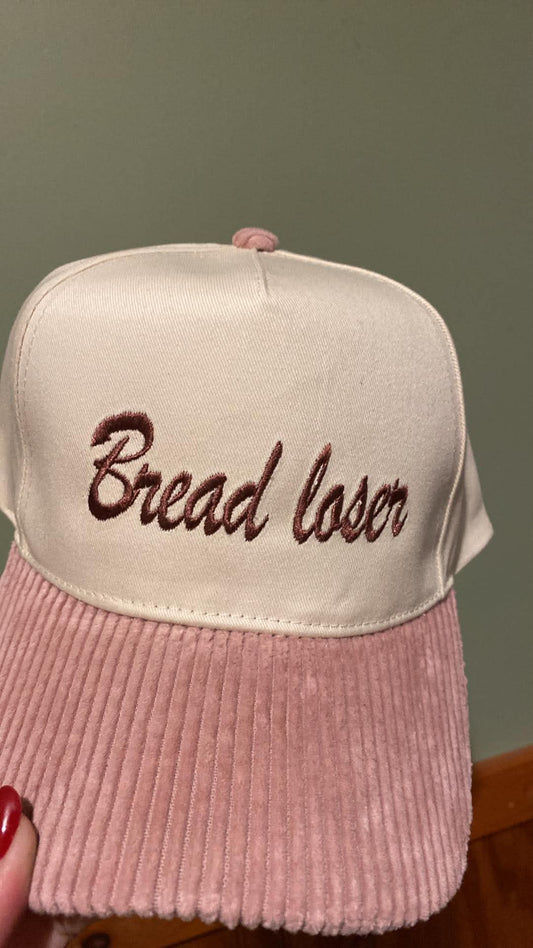 “Bread loser” embroidered corduroy baseball cap