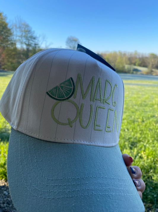 “Marg Queen” with lime embroidered baseball cap