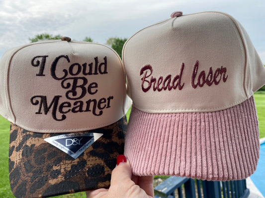 “Bread loser” embroidered corduroy baseball cap