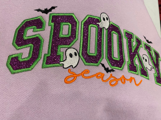 SPOOKY Embroidered Sweatshirt w/glitter HTV