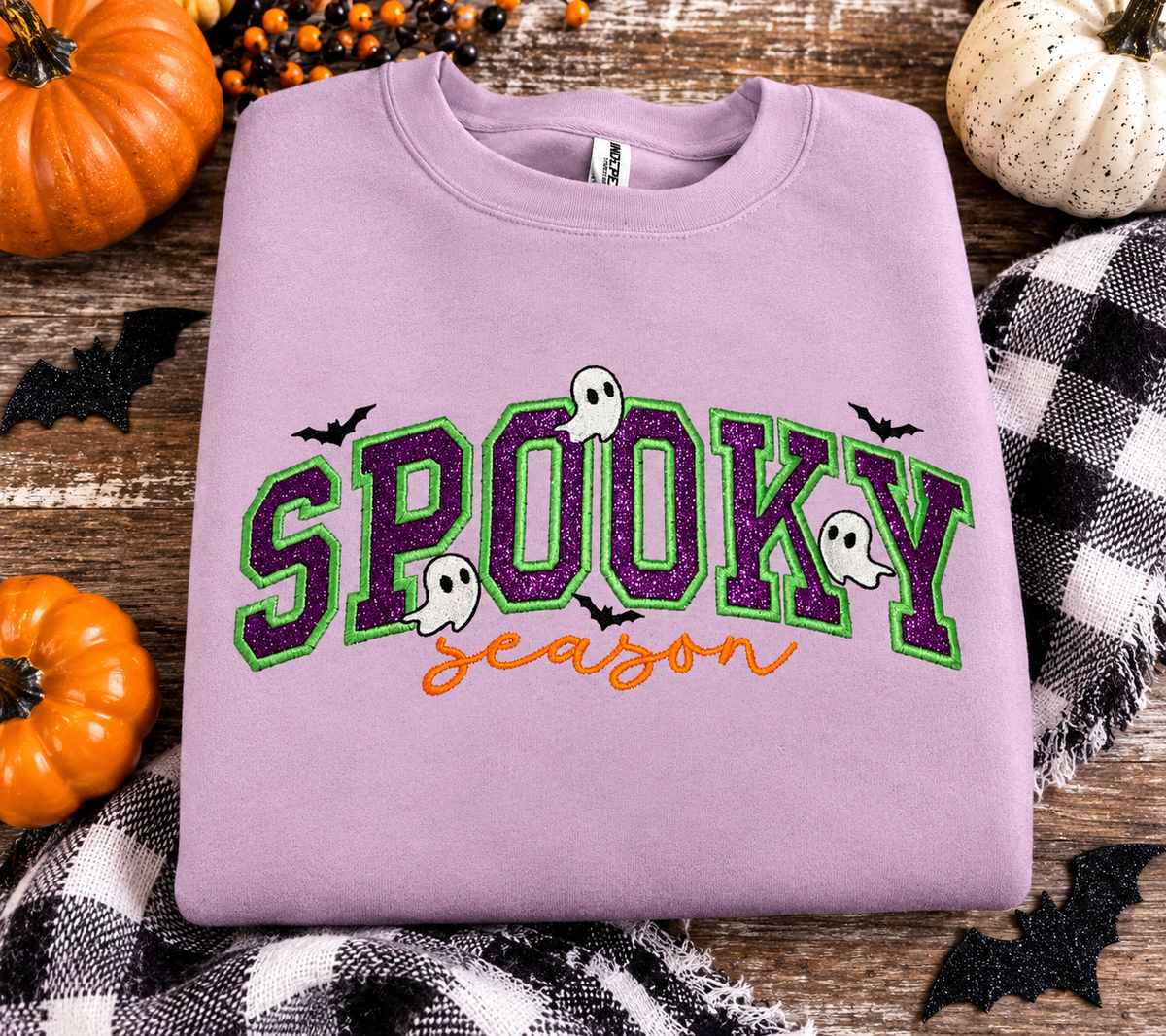 SPOOKY Embroidered Sweatshirt w/glitter HTV