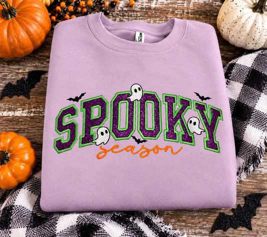 SPOOKY Embroidered Sweatshirt w/glitter HTV